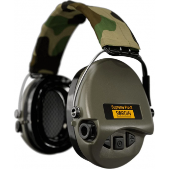 Активные наушники для стрельбы и охоты MSA SORDIN SUPREME PRO-X with LED Green (хаки/камуфляжная ткань).